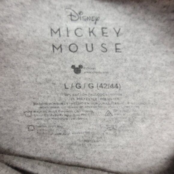 Mickey Mouse T Shirt Mens L Gray Short Sleeve Crew Spell-out Cotton Blend Disney - Picture 4 of 7